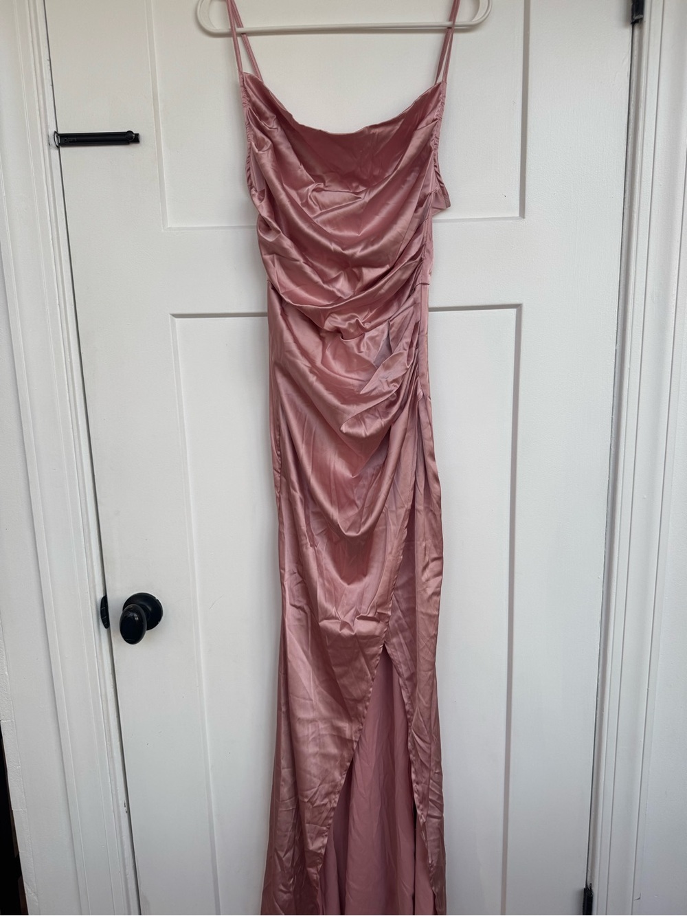 Small Dusty Rose Satin Slip Dress with Cowl Neck